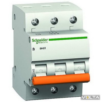 Автоматический выключатель ВА 63 3Р 10А хар-ка С SCHNEIDER
