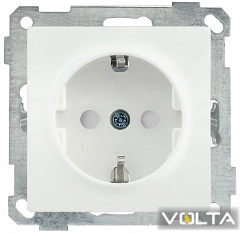 PС01-03-0-ББ Розетка с з/к и з/ш BOLERO (белый) IEK