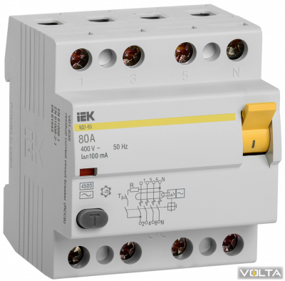 УЗО ВД1-63 4Р 80А 100мА ИЭК