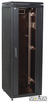 ITK Шкаф сетевой 19" LINEA N 42U 600х800 мм, стеклянная передняя дверь, черный IEK