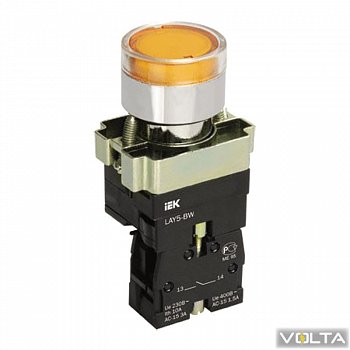 Кнопка управления LAY5-BW3561 с подсветкой желтый 1з IEK