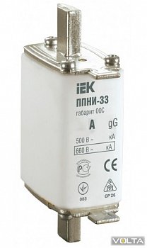 Плавкая вставка предохранителя ППНИ-33, габарит 00С, 4А IEK