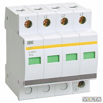 Ограничитель импульсных перенапряжений ОПС1-B 4P In=30kA Un=400B Im=60kA IEK