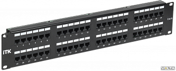 ITK 2U патч-панель кат.6 UTP, 48 портов (Dual) IEK