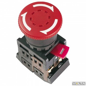 Кнопка AE22 "Грибок"с фиксацией красный d22мм 240В 1з+1р IEK
