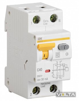 Автоматический выключатель дифференциального тока АВДТ 32 C16 30мА IEK