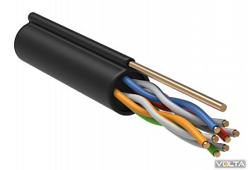 ITK Кабель связи витая пара U/UTP кат.5E 4х2х24(0,51мм)AWG, LDPE трос 1,2мм, 305м, черный IEK